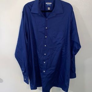 Men’s Navy Blue Button Down Shirt by Van Heusen in Neck Size 19” Tall